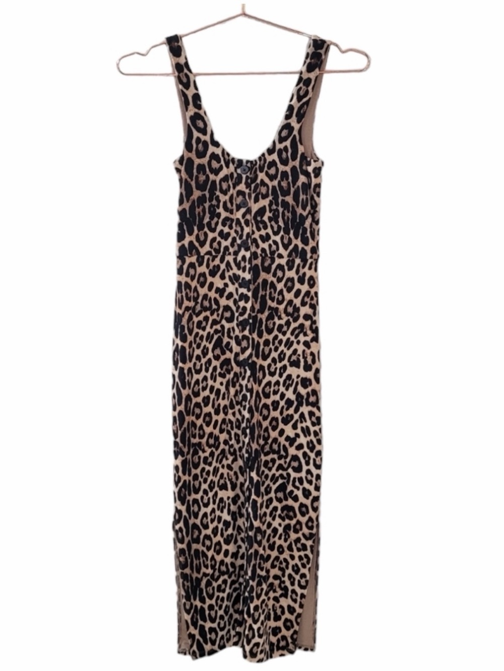 Good American Leopard Print Sleeveless Camisole Dress in Brown and Black Size 1